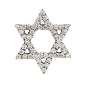 18K White Gold Diamond Star of David Pendant