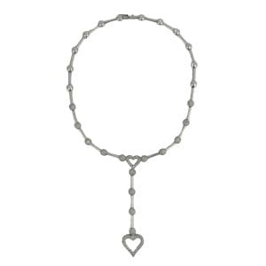 18K White Gold Diamond Heart Necklace 3.75 Carat