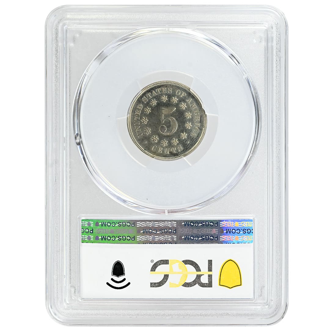 1867 Shield Nickel pattern reverse, PCGS PR64, mirrored proof surfaces, Reiver attribution