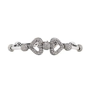 18K White Gold Pavé Diamond Heart Bracelet 1.50 Carat