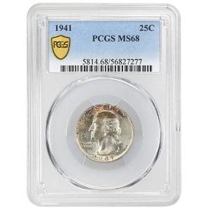 1941 Washington Silver Quarter, PCGS MS68, superb gem uncirculated