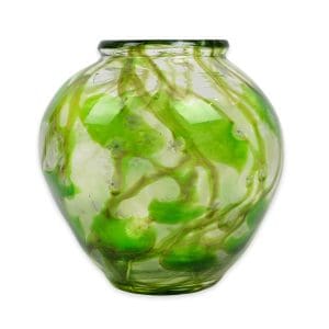 Tiffany Millefiori Favrile glass vase with green trailing vine and flower accents