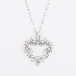14K White Gold Diamond Heart Pendant Necklace 0.50 Carat