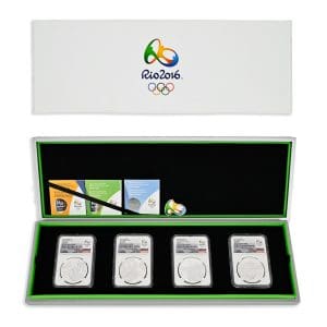 2016 Rio Olympics silver 5 Reais coin set, NGC PF69 Ultra Cameo, with box