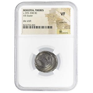 Boeotia Thebes AR Stater, Boeotian shield obverse, NGC VF