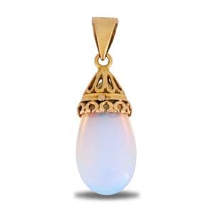 14K Yellow Gold Moonstone Pendant June Birthstone