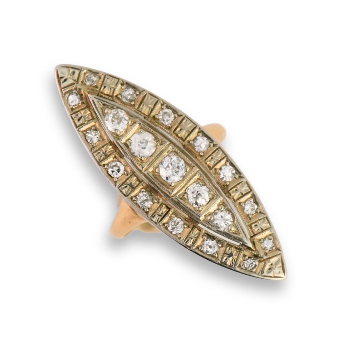 Vintage 14K Yellow Gold Old Cut Diamond Ladies Ring