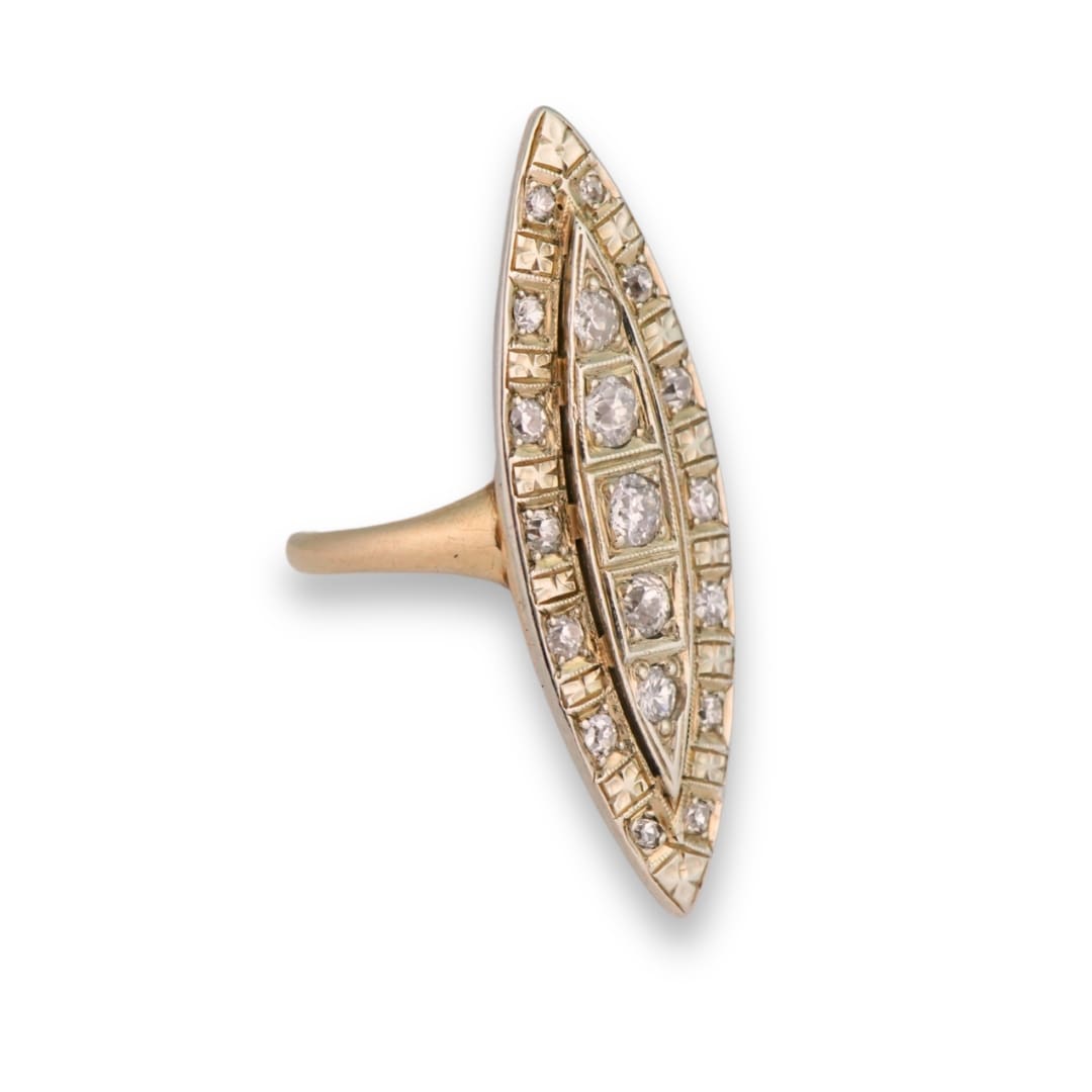 Vintage 14K Yellow Gold Old Cut Diamond Ladies Ring
