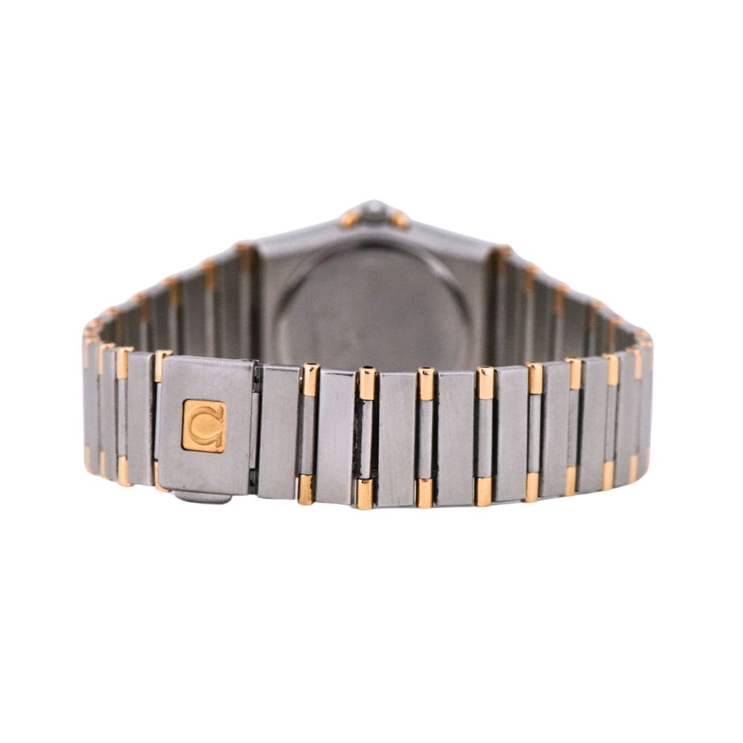 Ladies Omega Constellation Steel 18K Gold Black Diamond Dial 23mm