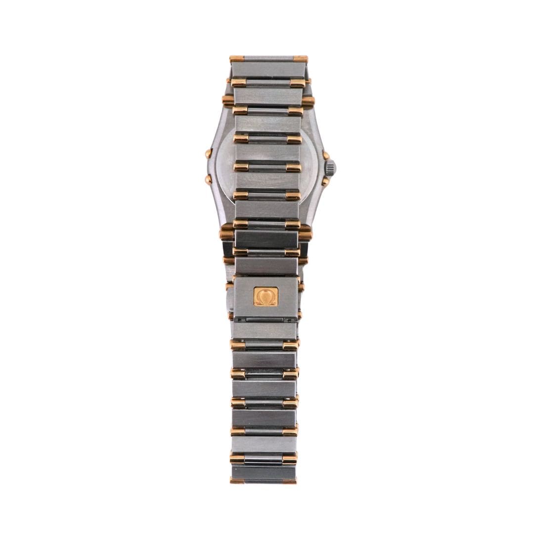 Ladies Omega Constellation Steel 18K Gold Black Diamond Dial 23mm