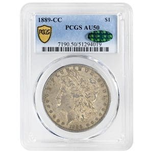1889-CC Morgan silver dollar, Carson City mint, PCGS AU50 CAC key date coin
