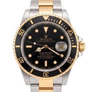 Rolex Submariner 18K Yellow Gold Steel Black Dial 40mm Watch