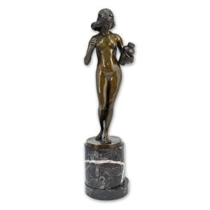 G. Jaeger signed bronze sculpture of a nude female figure holding a vase