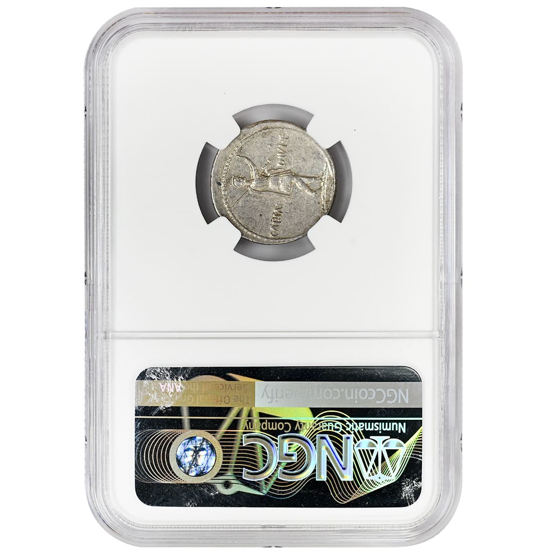Ancient Roman Imperatorial silver denarius, NGC Ch XF ancient coin