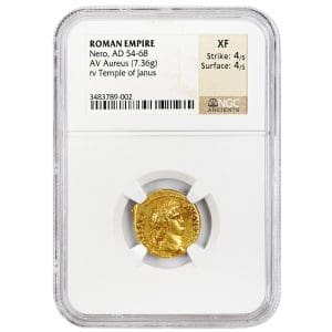 Ancient Roman gold aureus of Emperor Nero, NGC XF ancient gold coin