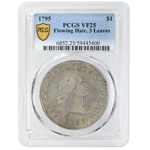 1795 Flowing Hair silver dollar, Three Leaves reverse, PCGS VF25 early US dollar