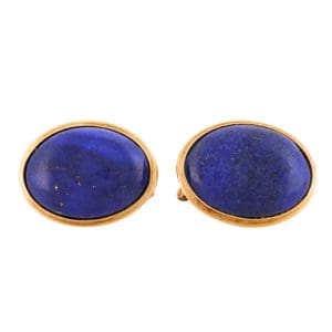 Vintage 14K Yellow Gold Blue Lapis Lazuli Earrings