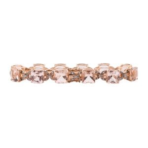14K Yellow Gold Cushion Cut Champagne Morganite Diamond Bracelet