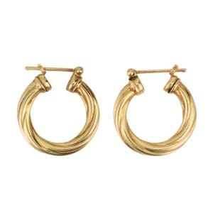 14K Yellow Gold Tube Hoop Earrings