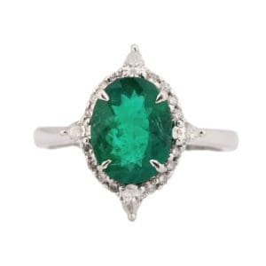 18K White Gold Natural Emerald Diamond Ring 1.85 Carat