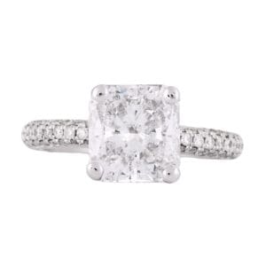 18K White Gold Radiant Cut Diamond Ring 3.32 Carat
