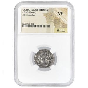 Rhodes Caria Didrachm 250 to 230 BC Helios Rose NGC VF