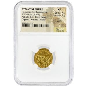 Gold Byzantine solidus, facing busts of Heraclius and Heraclius Constantine