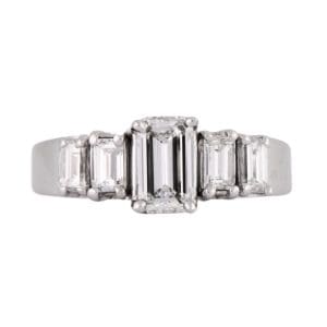 14K White Gold GIA Certified Emerald Cut Diamond Engagement Ring