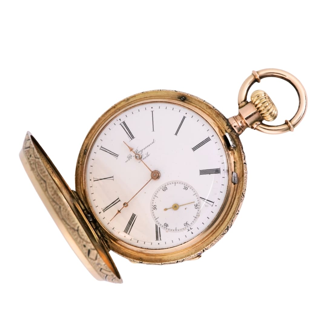 Les Reymond 14K Gold Hunting Case Pocket Watch Le Locle Antique