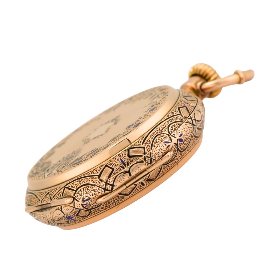 Les Reymond 14K Gold Hunting Case Pocket Watch Le Locle Antique