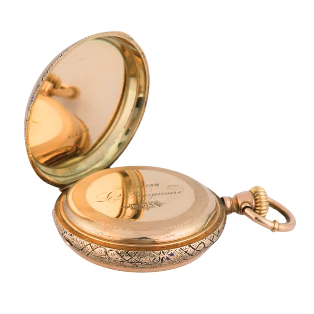 Les Reymond 14K Gold Hunting Case Pocket Watch Le Locle Antique