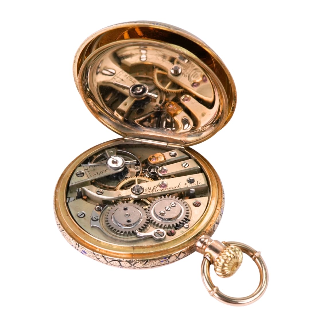 Antique Les Reymond 14K Yellow Gold Hunting Case Pocket Watch - Image 4