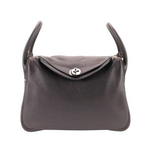 Hermès Lindy 30 Chocolate Swift Leather Palladium Hardware