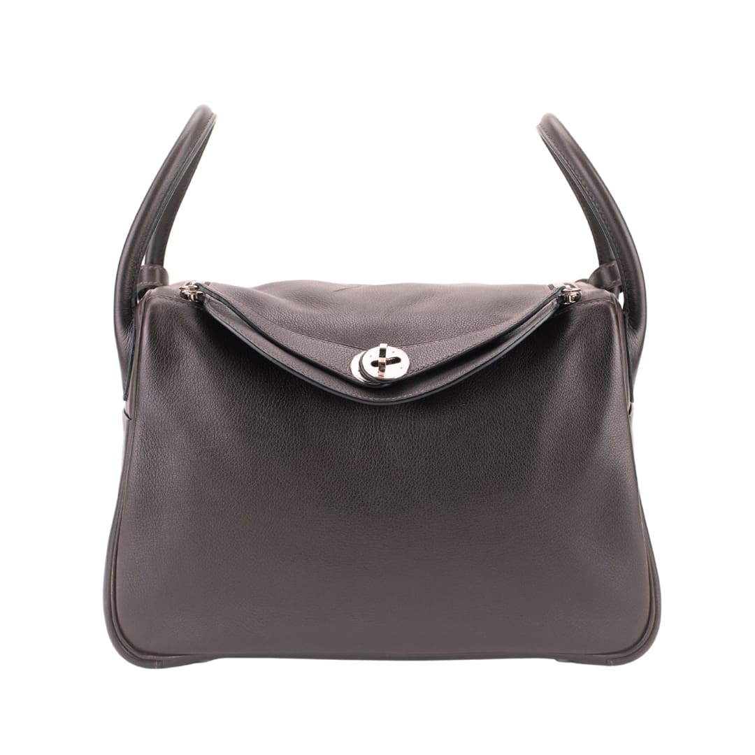 Hermès Lindy 30 Chocolate Swift Leather Palladium Hardware