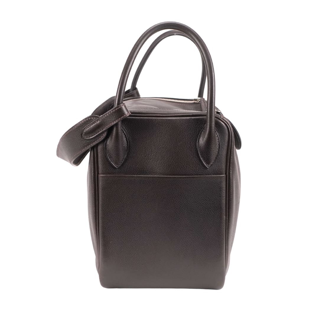 Hermès Lindy 30 Chocolate Swift Leather Palladium Hardware