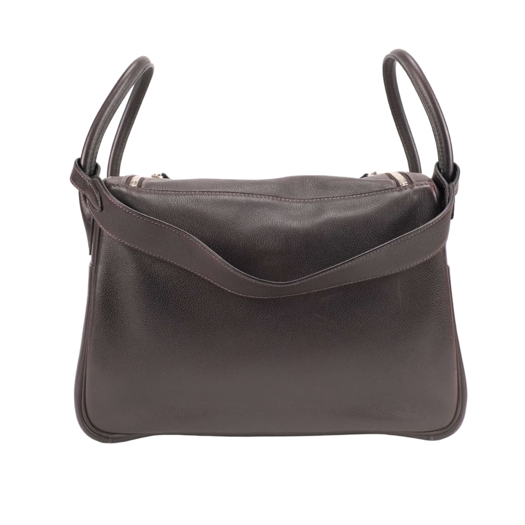 Hermès Lindy 30 Chocolate Swift Leather Palladium Hardware