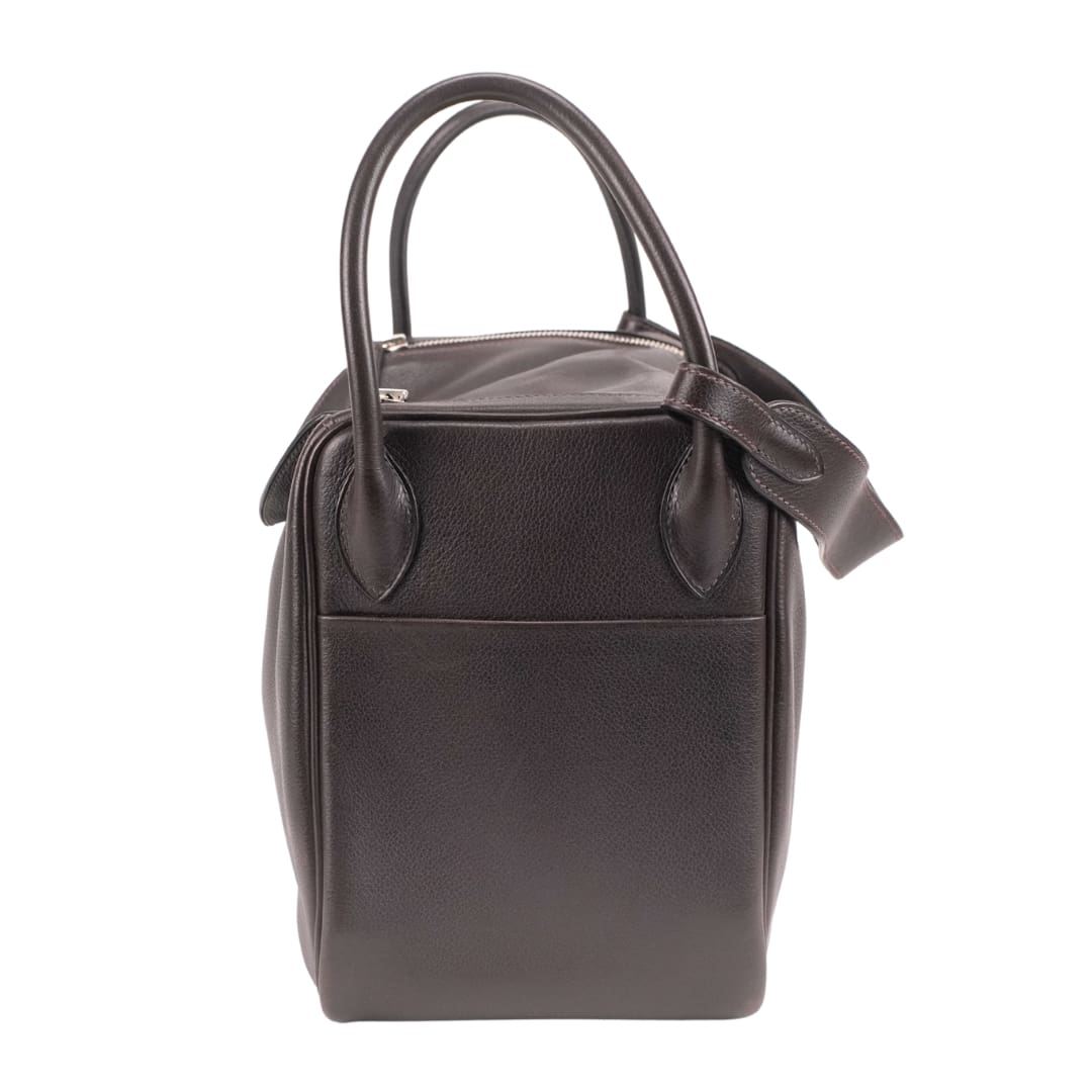 Hermès Lindy 30 Chocolate Swift Leather Palladium Hardware