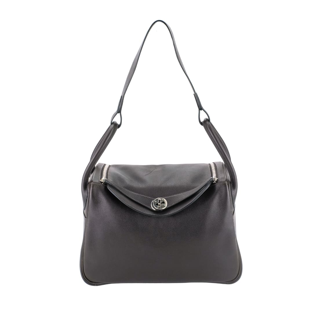Hermès Lindy 30 Chocolate Swift Leather Palladium Hardware
