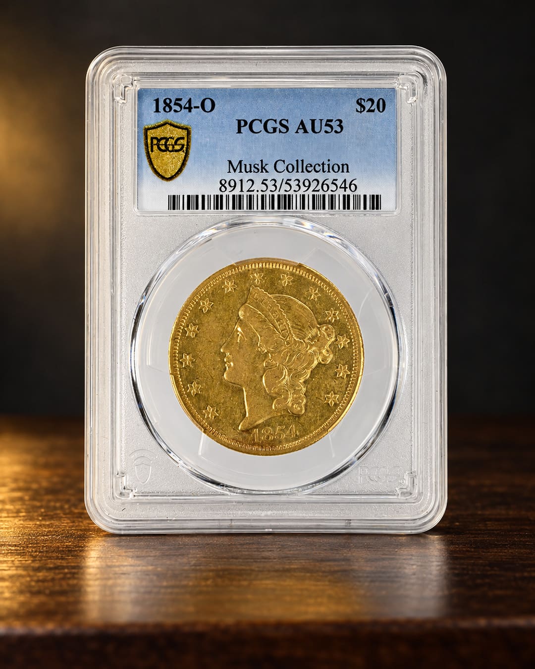 1854-O Liberty Head Double Eagle $20 Gold