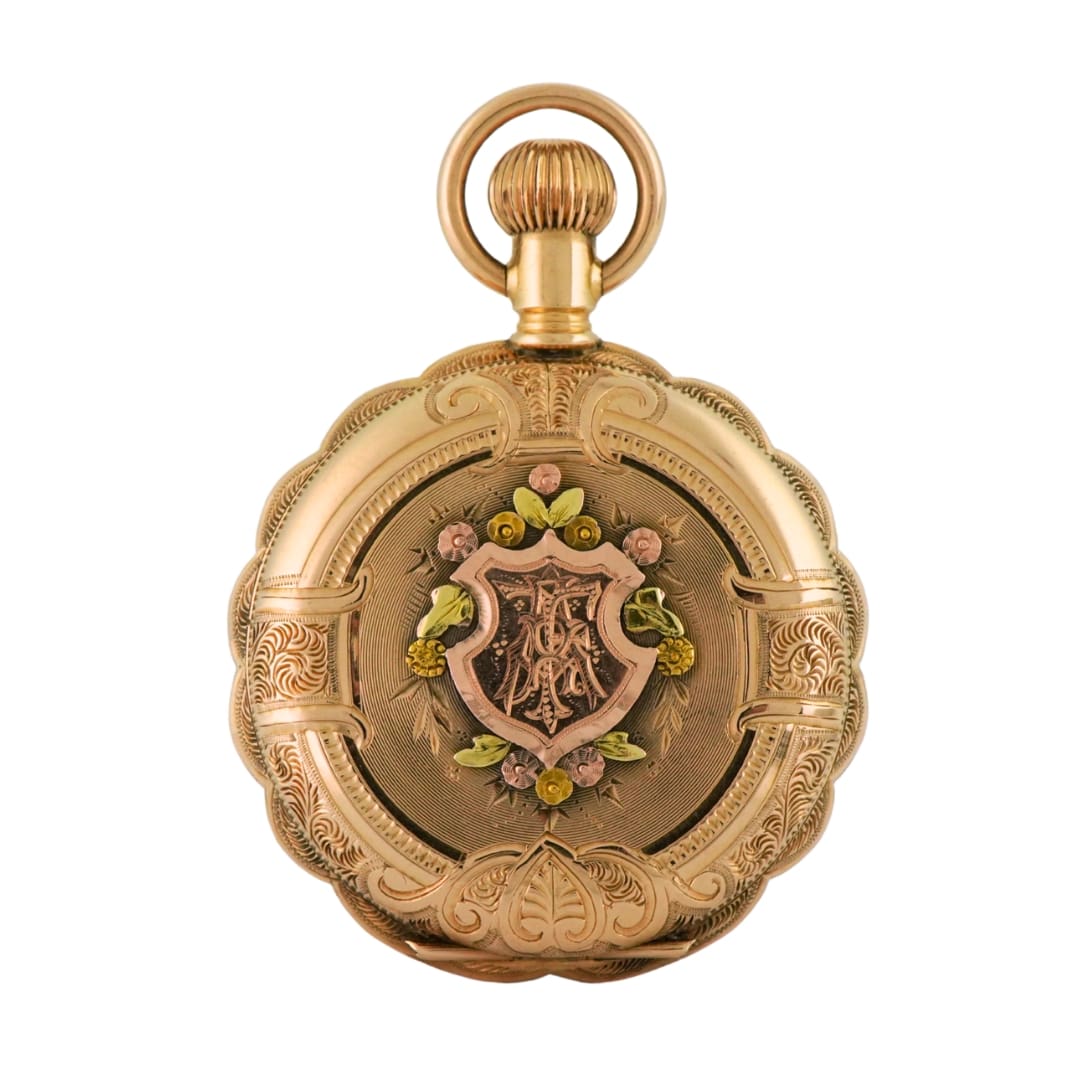 Antique Elgin 14K Multi-Color Gold Hunting Case Pocket Watch 1891