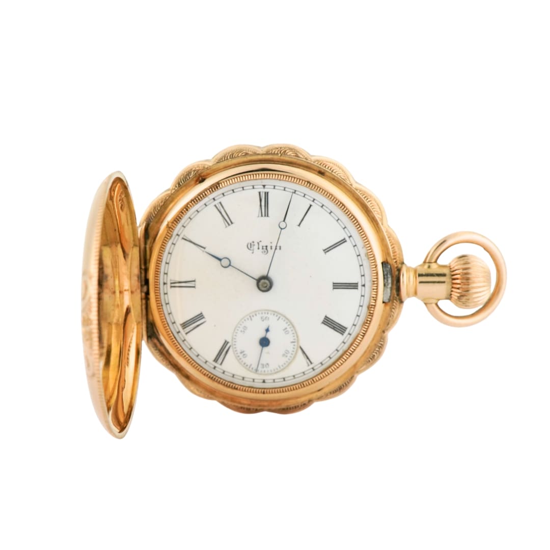Antique Elgin 14K Multi-Color Gold Hunting Case Pocket Watch 1891