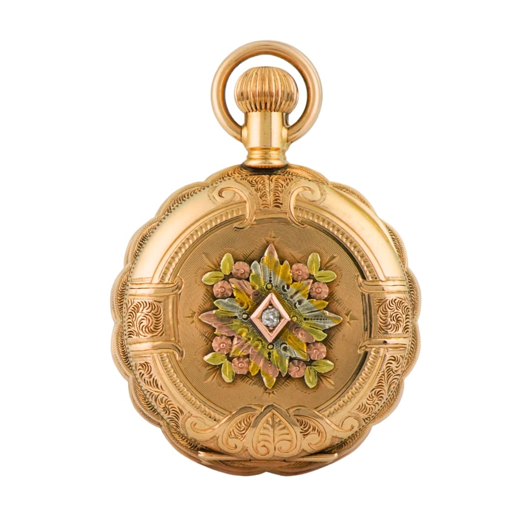 Antique Elgin 14K Multi-Color Gold Hunting Case Pocket Watch 1891