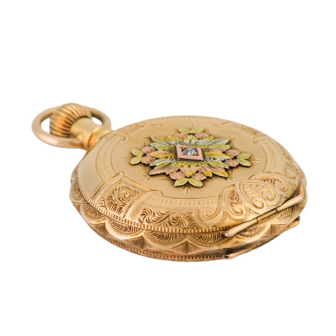 Antique Elgin 14K Multi-Color Gold Hunting Case Pocket Watch 1891