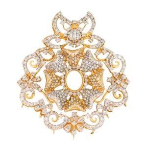 14K Yellow Gold Custom Diamond Pendant Mounting 3.00 Carat Oval Setting