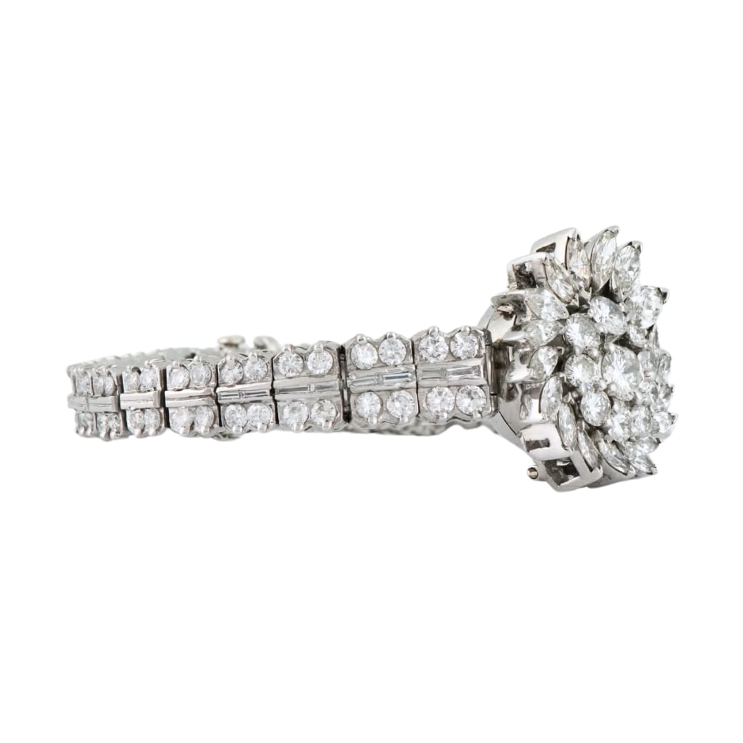 Vintage Omega Platinum Diamond Cover Bracelet Watch 3.50 Carat