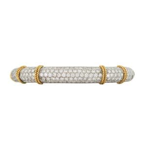 18K Yellow Gold Pavé Diamond Bangle Bracelet 5.00 Carat VS Clarity