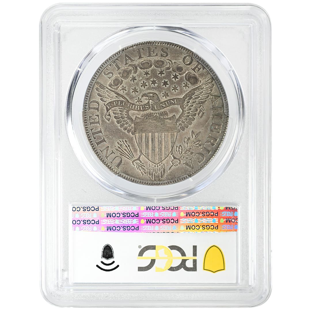 1800 Draped Bust Silver Dollar BB-196 with gray toning in a PCGS AU55 holder