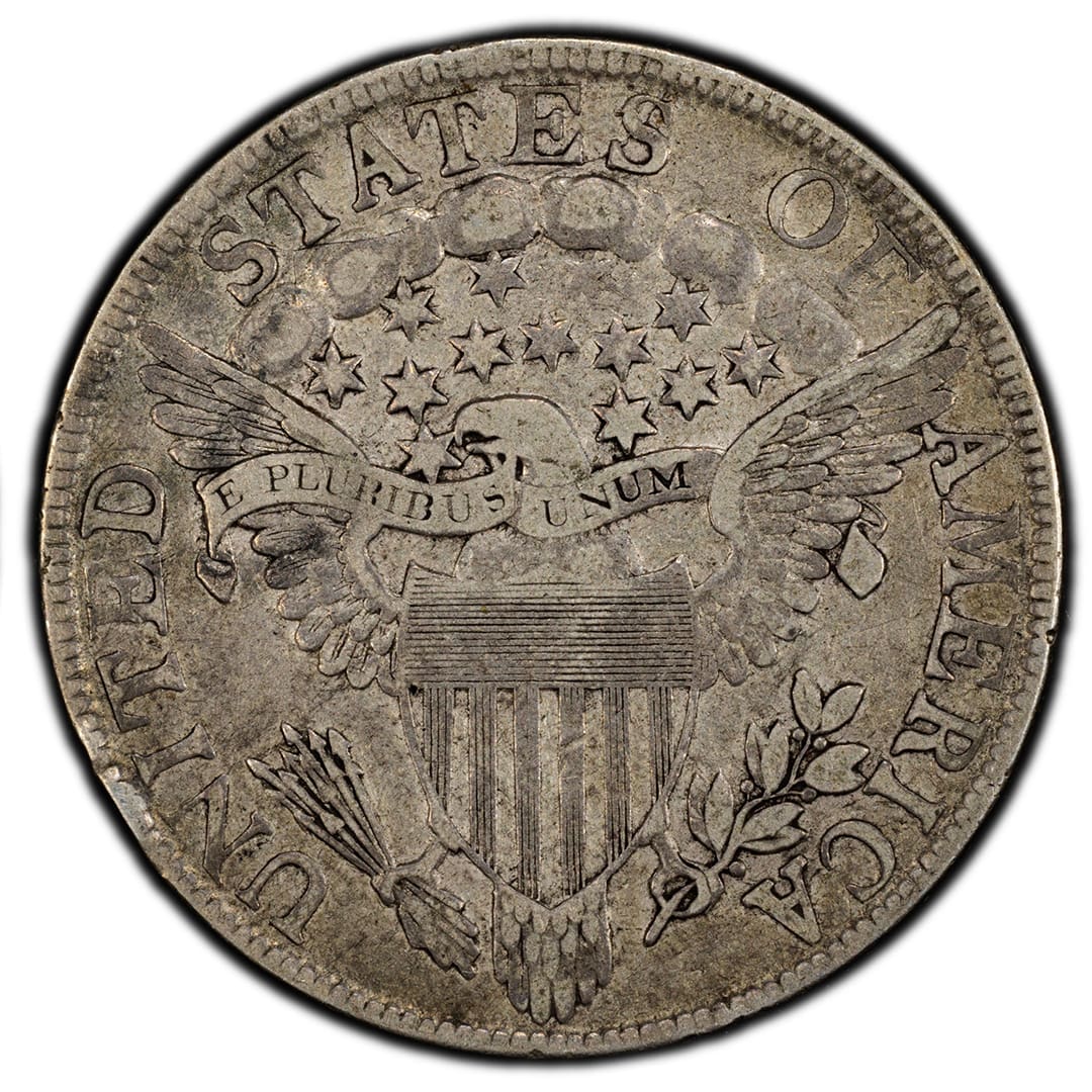 1805 Draped Bust Half Dollar with gray toning in a PCGS VF30 holder with a green CAC sticker