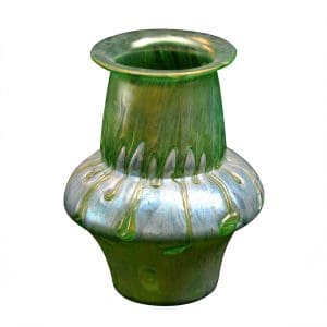 Austrian or Loetz Iridescent and applied glass vase.