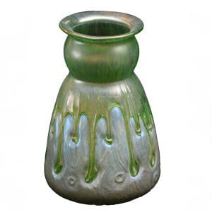 Austrian or Loetz Iridescent and applied glass vase